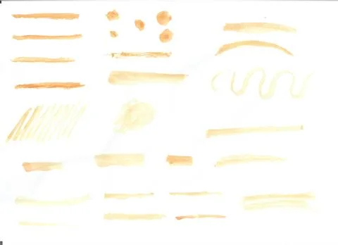 Hand paint brushes set, real ink scanned on white paper isolated, collection Stock Illustration