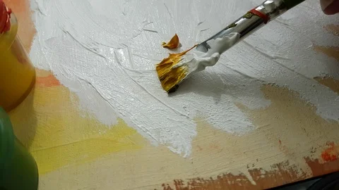Hand paint with paint brush Stock Footage 93485927