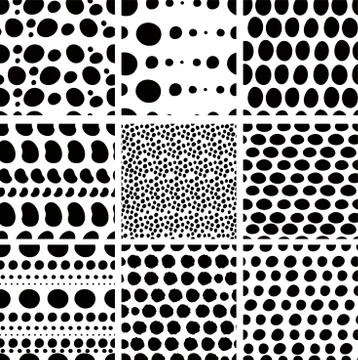 Hand-painted Aligned polka dot pattern variation set Illustrazione stock
