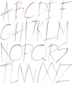 Hand painted alphabet Illustrazione stock