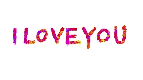 Hand painted and animated i love you text Stock Footage 297655588