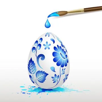 Hand painted blue Easter egg Stock Illustration