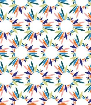 Hand Painted Bold Summer Bloom Floral Motif Seamless Pattern. Classic Blue Pink Stock Illustration