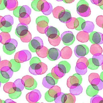 Hand Painted Brush Polka Dot Girly Seamless Watercolor Pattern. Abstract Stock Illustration