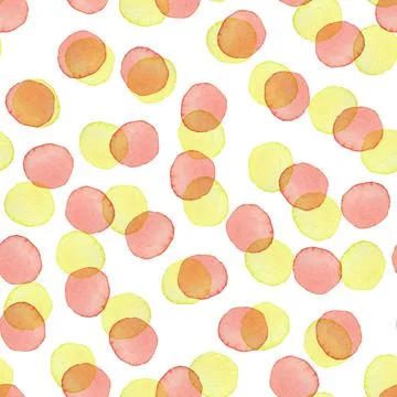 Hand Painted Brush Polka Dot Seamless Watercolor Pattern. Abstract watercolour Illustrazione stock