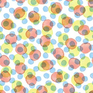 Hand Painted Brush Polka Dot Seamless Watercolor Pattern. Abstract watercolour Illustrazione stock
