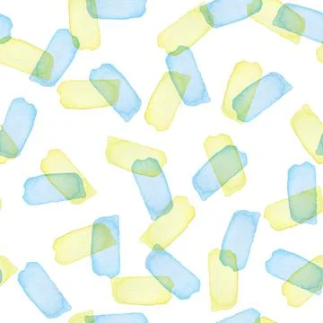 Hand Painted Brush Stroke Seamless Watercolor Pattern. Abstract Sunny Summer Stock Illustration
