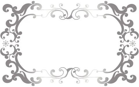 Hand-painted decorative frame in silver gradient. Stock Illustration