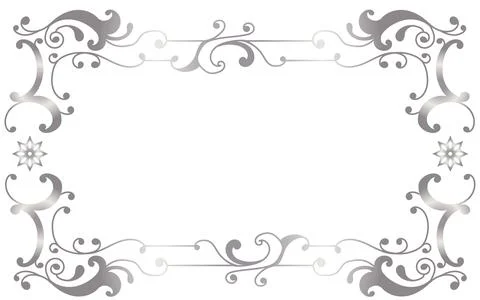 Hand-painted decorative frame in silver gradient. Stock Illustration