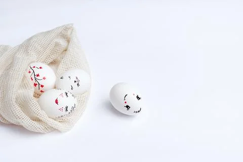 Hand-painted Easter eggs in bag Stock Photos