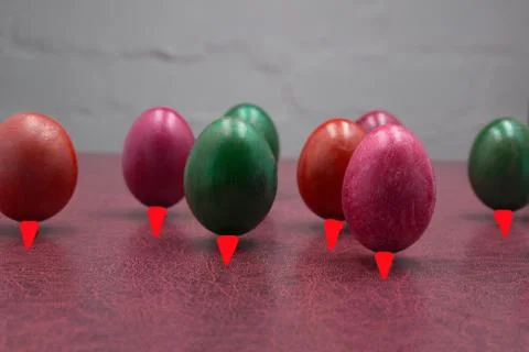 Hand painted easter eggs isolated on white . Stock Photos