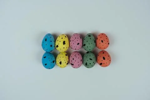 Hand painted Easter eggs isolated on white background. Quail eggs. Happy Easter Stock Photos