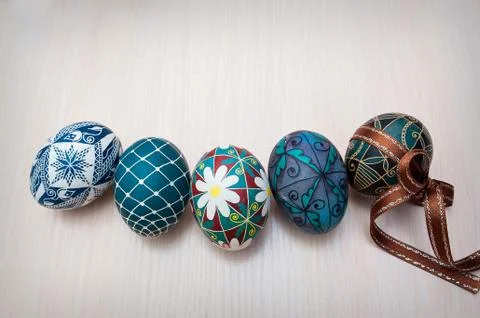 Hand painted easter eggs Foto stock