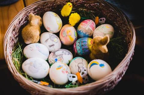 Hand painted easter eggs Foto stock