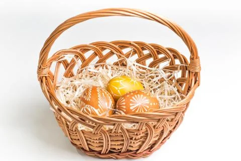 Hand painted easter eggs on white Stock Photos