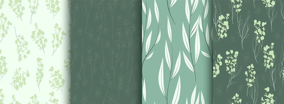 Hand Painted Eucalyptus Pattern. Summer Leaves Print. Tropical Textile Design. Stock Illustration