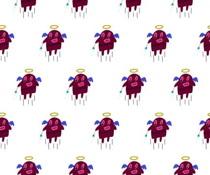 Hand-painted fabric pattern imitating children love god cartoon white background 스톡 일러스트