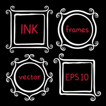 Hand painted frames with swirls Stock Illustration