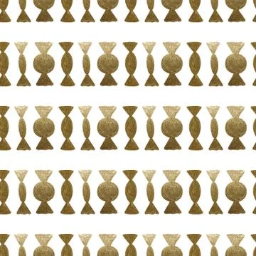 Hand painted gold candies pattern. Abstract sweets seamless background Stock Illustration