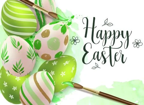 Hand painted green Easter eggs Stock Illustration