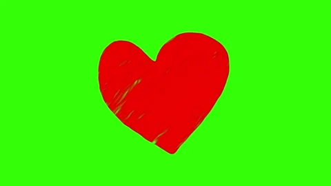 Hand Painted Heart Pumping on Green Background Stock Footage 255162677
