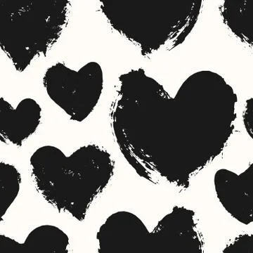 Hand Painted Hearts Pattern Stock Illustration