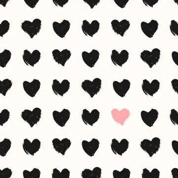 Hand Painted Hearts Pattern Illustrazione stock