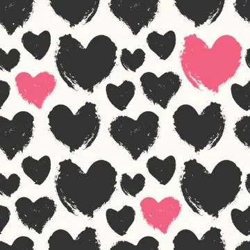 Hand Painted Hearts Pattern Stock Illustration