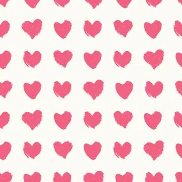 Hand Painted Hearts Pattern Stock Illustration