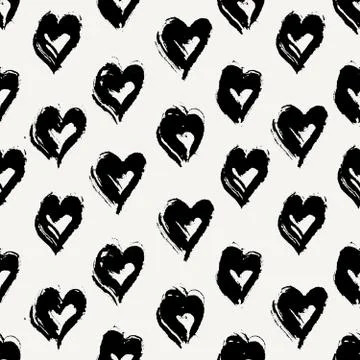 Hand Painted Hearts Pattern Stock Illustration