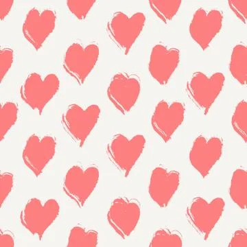 Hand Painted Hearts Pattern Stock Illustration