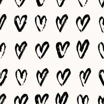Hand Painted Hearts Pattern Stock Illustration