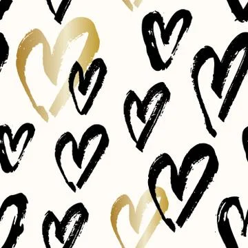 Hand Painted Hearts Pattern Stock Illustration