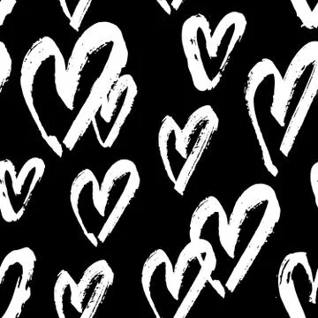 Hand Painted Hearts Pattern Stock Illustration