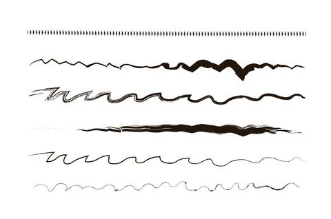 Hand painted ink brush set. Pack of pencils curved lines. Template and layout Stock Illustration