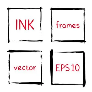 Hand painted ink frames Illustrazione stock