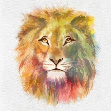 Hand painted lion head Illustrazione stock