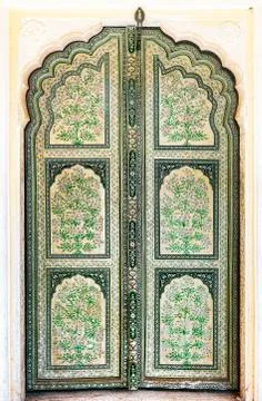 A Hand Painted Old Doors inside Hawa Mahal. Foto stock
