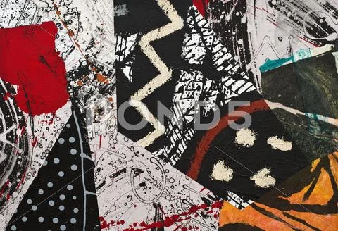 Hand painted paper collage Stock Illustration