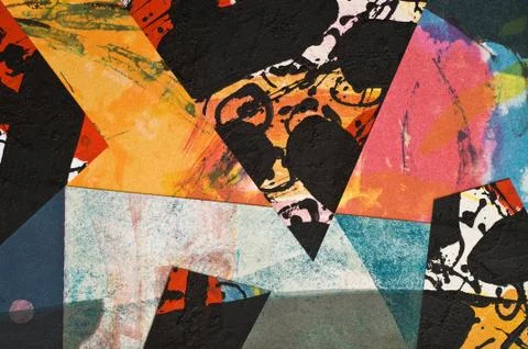 Hand painted paper collage Stock Illustration