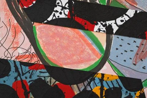 Hand painted paper collage Stock Illustration
