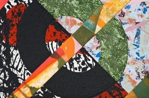Hand painted paper collage Stock Illustration