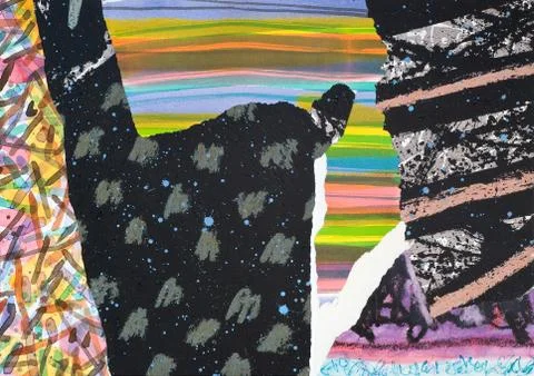 Hand painted paper collage Foto stock