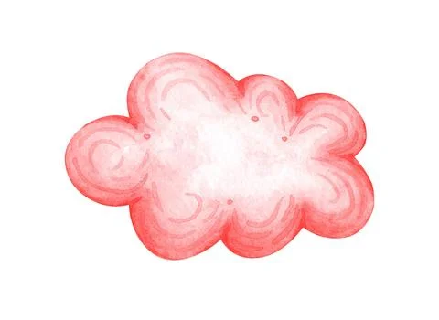 Hand painted pink pastel cloud watercolor Stock Illustration