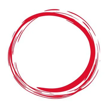Hand painted red ink circle isolated on white background Stock Illustration