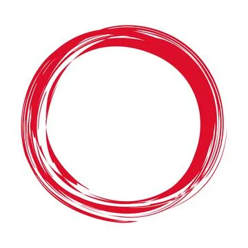 Hand painted red ink circle isolated on white background Stock Illustration