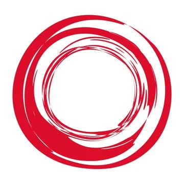 Hand painted red ink circle isolated on white background Stock Illustration