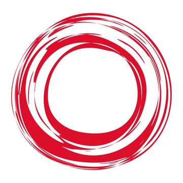 Hand painted red ink circle isolated on white background Stock Illustration