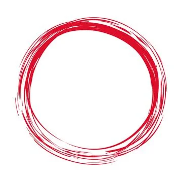 Hand painted red ink circle isolated on white background Stock Illustration