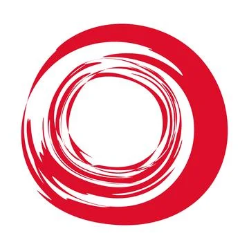 Hand painted red ink circle isolated on white background Illustrazione stock